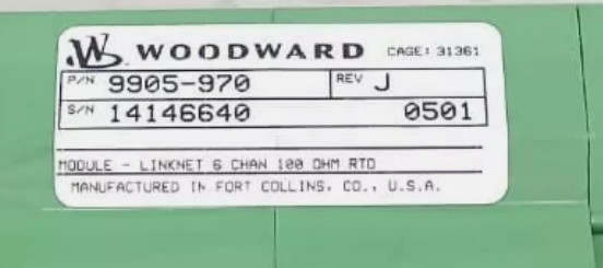 Woodward 9905-970 6-Channel Input Module 24 Vdc -40°C sampai +85°C