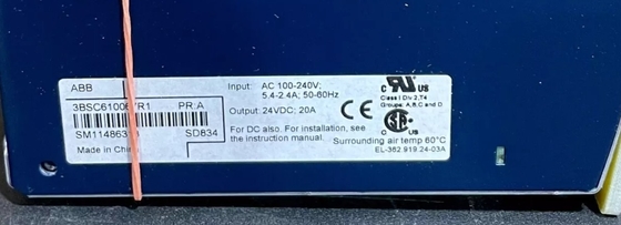 ABB SD834 3BSC610067R1 Power Supply S800 I/O Module DCS Bagian Di stok