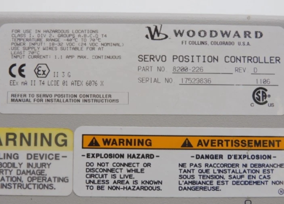 8200-226 Pengontrol Posisi Servo Woodward