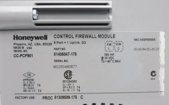 Honeywell CC-PCF901 Control Firewall Module dengan 24V DC Power Supply untuk Perlindungan Keamanan Jaringan dan Distribusi Jaringan FTE
